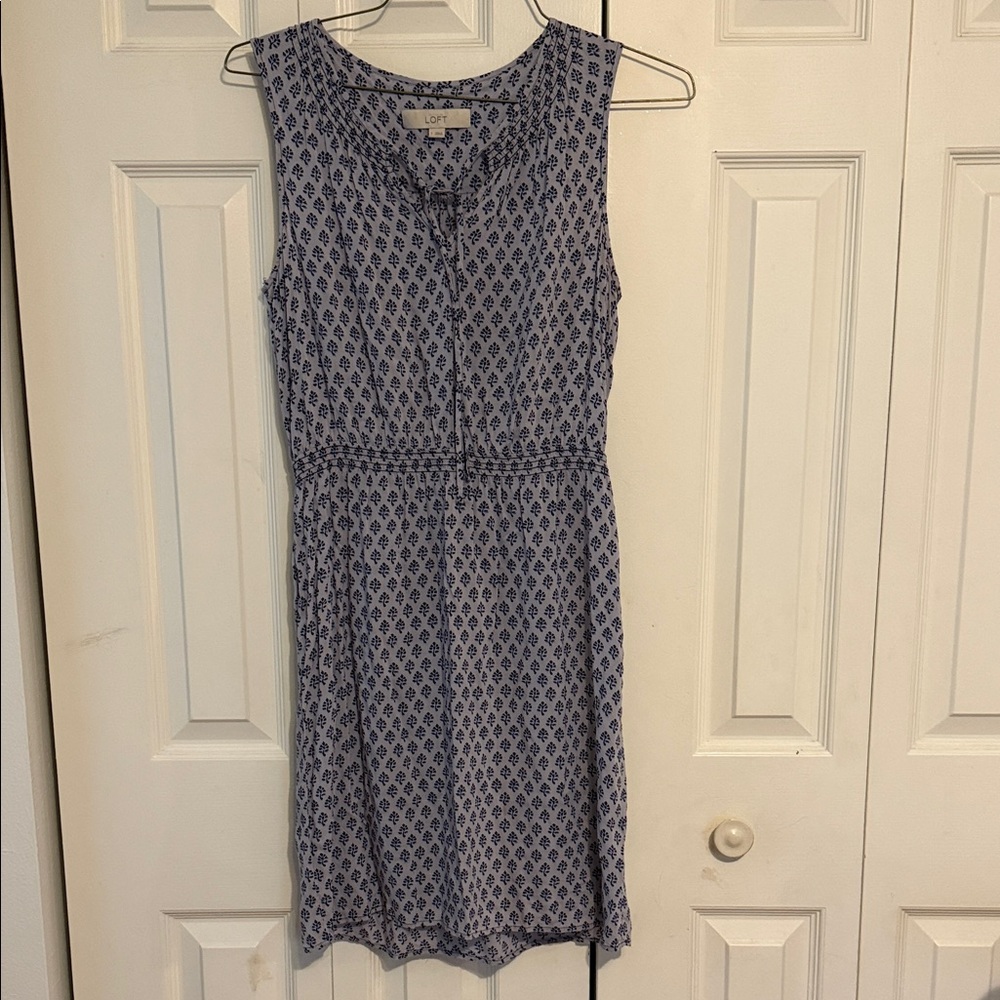 LOFT Sleeveless Blue Patterned Dress